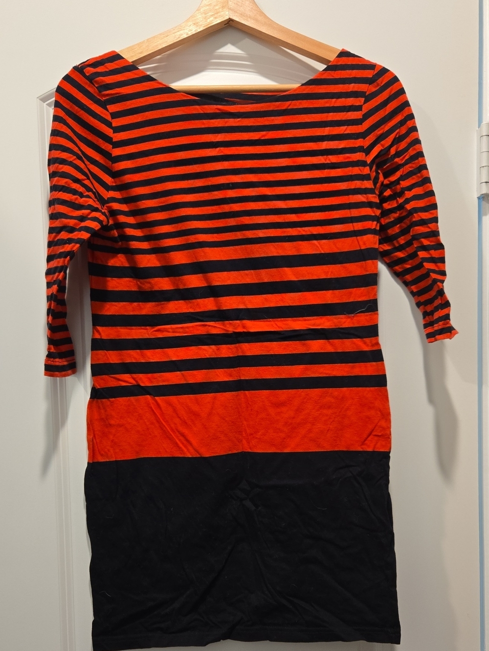 Striped Red and Black Boatneck Mini Dress